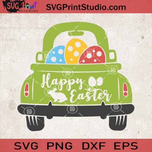 Happy Easter Day SVG, Easter Truck SVG, Bunny Easter SVG