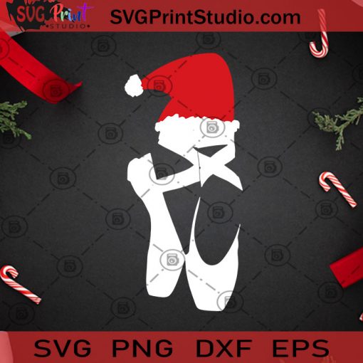 Ballet Pointe Shoe Christmas SVG, Christmas SVG, Noel SVG, Merry Christmas SVG, Ballet Shoe SVG, Santa Claus SVG, Santa Hat SVG Cricut Digital Download, Instant Download