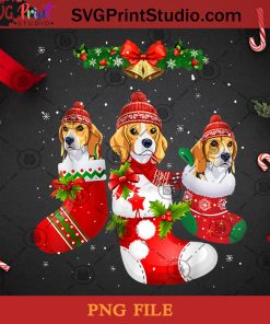 Beagle Dog With Sock And Hat Santa PNG, Christmas PNG, Noel PNG, Merry Christmas PNG, Beagle PNG, Snowflake PNG, Dog PNG, Santa Hat PNG Digital Download