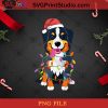 Bernese Mountain Dog Christmas Lights PNG, Noel PNG, Merry Christmas PNG, Christmas PNG, Bernese Mountain PNG, Dog PNG, Santa Hat PNG, Light SVG Digital Download