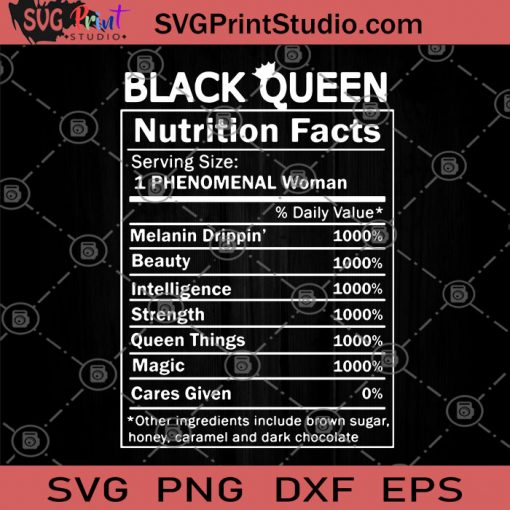 Black Queen Nutrition Facts Serving Size Phenomenal Woman SVG, Black Queen SVG, Nutrition Facts SVG