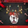 Bulldog With Antlers For Christmas PNG, Noel PNG, Merry Christmas PNG, Christmas PNG, Bulldog PNG, Antlers PNG, Light PNG, Reindeer PNG Digital Download