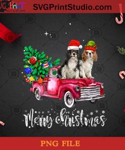 Cavalier King Charles Spaniel Christmas Ride Red Truck PNG, Christmas PNG, Noel PNG, Cavalier King Charles Spaniel PNG, Christmas Tree PNG, Truck PNG Digital Download
