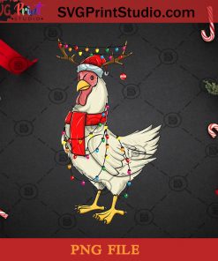 Chicken Christmas PNG, Christmas PNG, Noel PNG, Chicken PNG, Reindeer PNG, Decorative String Lights PNG, Santa Hat PNG Digital Download