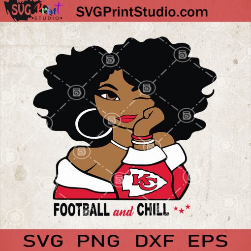Kansas City Chiefs Girl SVG, Super Bowl SVG, Black Woman NFL SVG, Afro Queen SVG