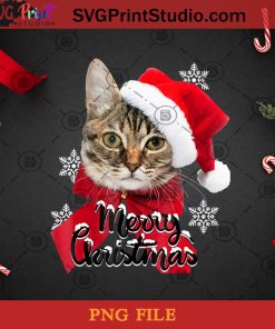 Christmas Cat PNG, Noel PNG, Merry Christmas PNG, Christmas PNG, Cat PNG, Snow PNG, Santa Hat PNG, Cute PNG Digital Download