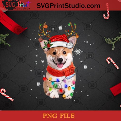 Corgi Dog Christmas Reindeer Santa Hat PNG, Noel PNG, Merry Christmas PNG, Christmas PNG, Corgi PNG, Dog PNG, Santa Hat PNG, Reindeer PNG, Light PNG Digital Download