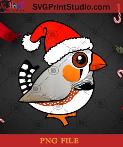 Cute Zebra Finch As Santa Claus PNG, Noel PNG, Merry Christmas PNG, Christmas PNG, Zebra Finch PNG, Bird PNG, Santa Hat PNG, Santa Claus PNG Digital Download
