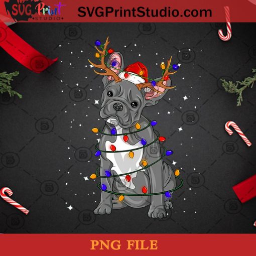 French Bulldog Reindeer Christmas PNG, Noel PNG, Merry Christmas PNG, Christmas PNG, French Bulldog PNG, Dog PNG, Santa Hat PNG, Reindeer PNG, Light PNG Digital Download