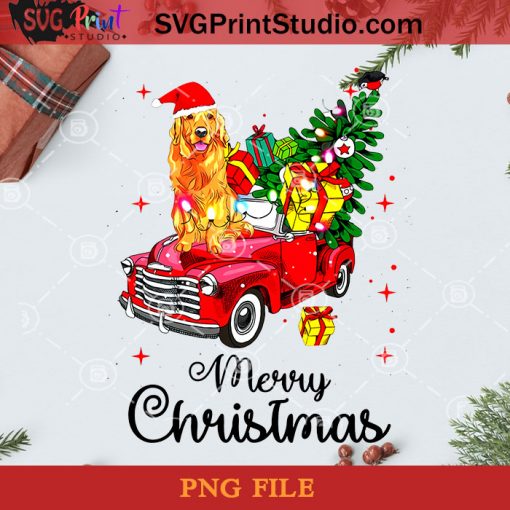 Golden Retriever Ride Red Truck Christmas PNG, Noel PNG, Merry Christmas PNG, Christmas PNG, Golden Retriever PNG, Dog PNG, Christmas Tree PNG, Pine PNG, Santa Hat PNG, Red Truck PNG Digital Download