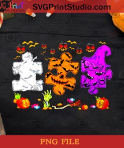 Halloween Puzzle PNG, Halloween PNG, Puzzle PNG, Pumpkin PNG, Witch PNG, Bat PNG Digital Download
