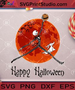 Happy Halloween Jack Skellington SVG, Halloween SVG, Jack Skellington SVG, Pumpkin SVG, Zero SVG, Moon SVG Cricut Digital Download, Instant Download