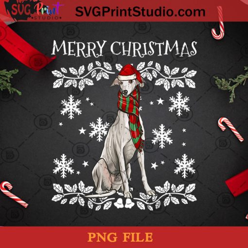 Merry Christmas Ornament Greyhound Xmas Santa PNG, Christmas PNG, Noel PNG, Dog PNG, Greyhound PNG, Santa Hat PNG, Snowflake PNG Digital Download