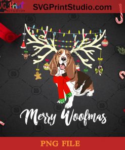 Merry Woofmas Basset Hound Reindeer PNG, Reindeer PNG, Basset Hound PNG, Dog PNG, Light 2020