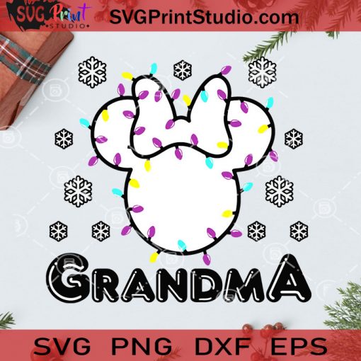 Minnie Christmas Grandma SVG, Christmas SVG, Noel SVG, Merry Christmas SVG, Mickey SVG, Disney SVG, Grandma SVG, Light SVG, Snowflake SVG Cricut Digital Download, Instant Download