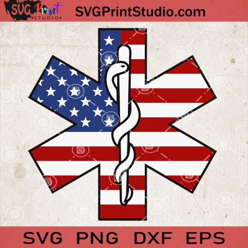 Paramedic Patriotic USA flag SVG, Paramedic star svg Paramedic Star of Life svg
