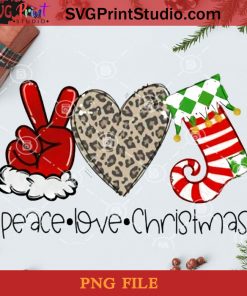 Peace Love Christmas PNG, Noel PNG, Merry Christmas PNG, Christmas PNG, Sock PNG, Peace Love PNG, Elf PNG, Leopard Plaid PNG Digital Download