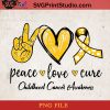 Peace Love Cure Childhood Cancer Awareness PNG, Peace Love PNG, Halloween PNG, Heart PNG, Cancer PNG Digital Download