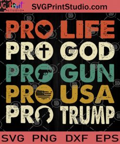 Pro Life Pro God Pro Gun Pro Usa Pro Trump SVG, America SVG, 4th July SVG