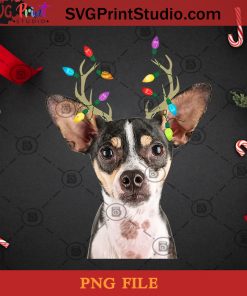 Rat Terrier Reindeer Christmas Dog PNG, Christmas PNG, Noel PNG, Merry Christmas PNG, Rat Terrier PNG, Dog PNG, Light PNG, Reindeer PNG Digital Download