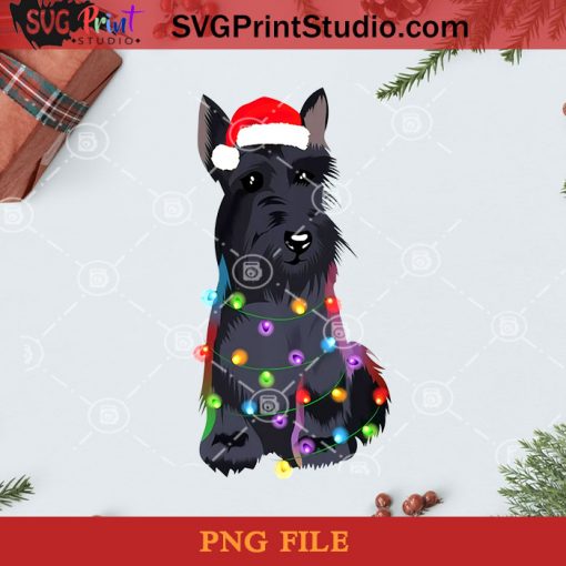 Scottish Terrier Christmas Lights PNG, Noel PNG, Merry Christmas PNG, Christmas PNG, Scottish Terrier PNG, Santa Claus PNG, Santa Hat PNG, Dog PNG, Light PNG Digital Download