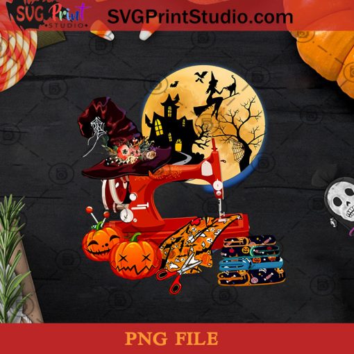 Sewing Machine Halloween PNG, Halloween PNG, Sewing Machine PNG, Happy Halloween PNG, Pumpkin PNG, Witch PNG Digital Download