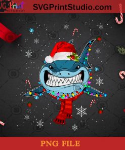Shark Christmas PNG, Christmas PNG, Noel PNG, Shark PNG, Santa Hat PNG, Snowflake PNG Digital Download