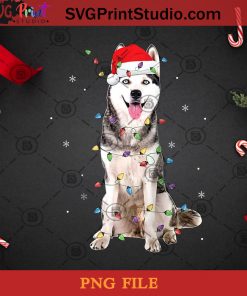 Siberian Husky Christmas PNG, Noel PNG, Merry Christmas PNG, Christmas PNG, Siberian Husky PNG, Santa Hat PNG, Gift PNG, Dog PNG, Light PNG Digital Download