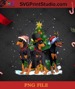 Three Dobermans Reindeer Christmas Hat Christmas PNG, Christmas PNG, Noel PNG, Dog PNG, Doberman PNG, Pine PNG, Reindeer PNG Digital Download