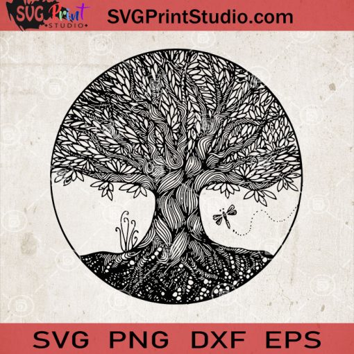 Tree of Life Zentangle Svg, Tree Mandala SVG, Gypsy Boho Tree SVG