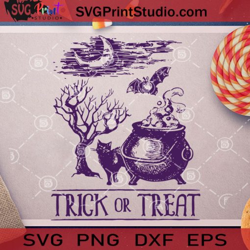 Trick Or Treat SVG, Cat SVG, Bats SVG, Halloween SVG, Cricut Digital Download, Instant Download