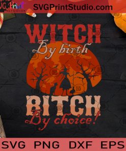 Witch By Birth Bitch By Choice SVG, Halloween SVG, Moon SVG, Witch SVG, Cat SVG, Cricut Digital Download, Instant Download