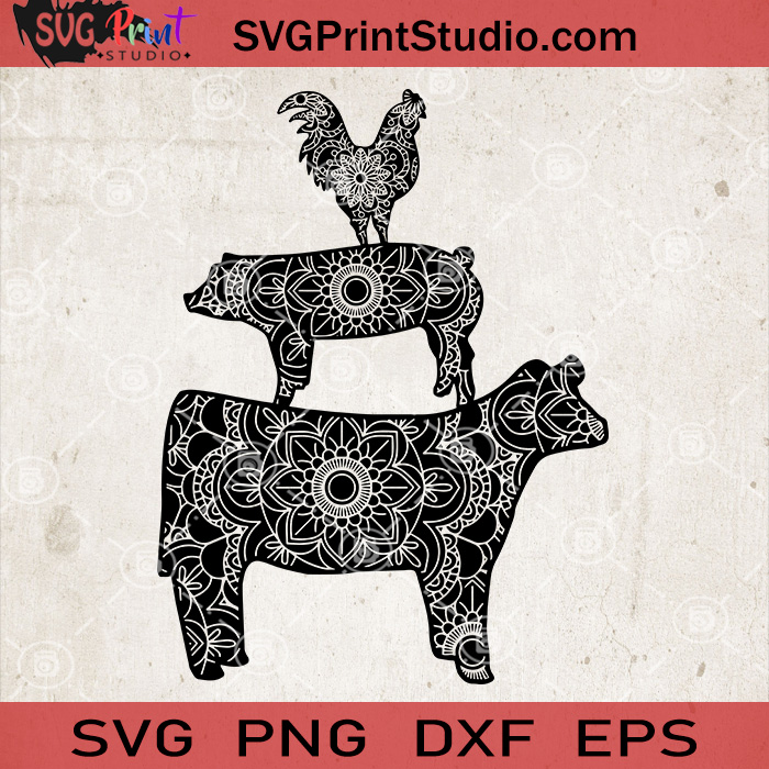 Download Farm Animals Mandala Svg Chicken Mandala Svg Pig Mandala Svg Cow Mandala Svg Svg Print Studio