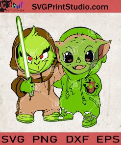 Cute Baby Yoda And Baby Grinch Cosplay SVG, Grinch SVG, Baby Yoda SVG