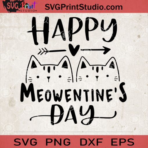 Happy Meowentine's Day SVG, Couple Cat SVG, Cat Lover vector