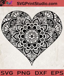 Heart Mandala SVG, Heart Zentangle SVG, Love Mandala SVG, Heart Vector