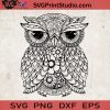 Owl Mandala SVG ,Owl Zentangle SVG, Mandala Animals SVG, Digital Cutting File