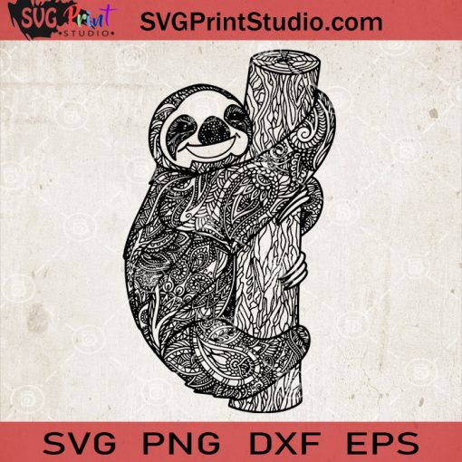 Sloth Zentangle Mandala SVG, Animals Mandala SVG, Sloth Vector
