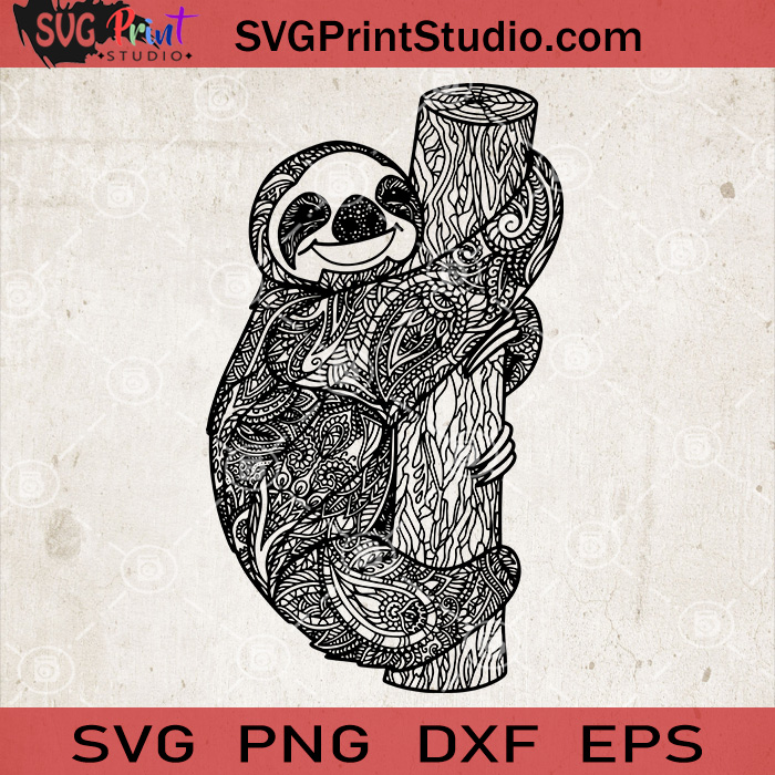 Download Sloth Zentangle Mandala SVG, Animals Mandala SVG, Sloth Vector - SVG Print Studio!