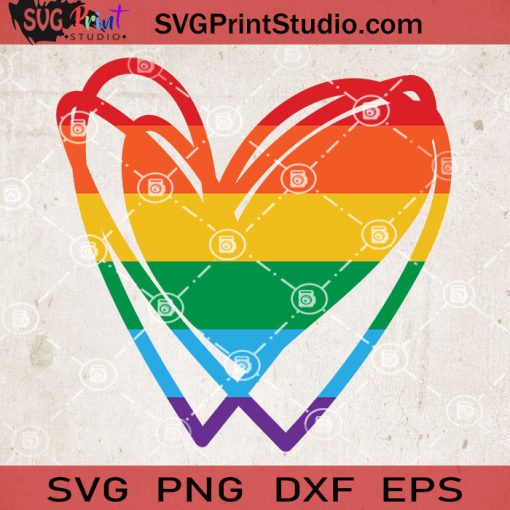 Pride Heart SVG, Heart SVG, LGBT SVG EPS DXF PNG Cricut File Instant Download