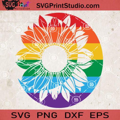 Pride Sunflower Moon SVG, Moon SVG, Sunflower SVG, LGBT SVG EPS DXF PNG Cricut File Instant Download