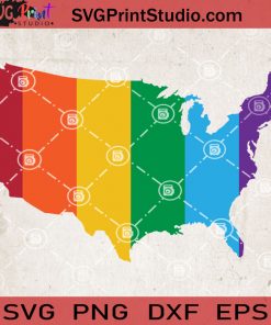 Pride USA Map SVG, Map SVG, America Map SVG, LGBT SVG EPS DXF PNG Cricut File Instant Download