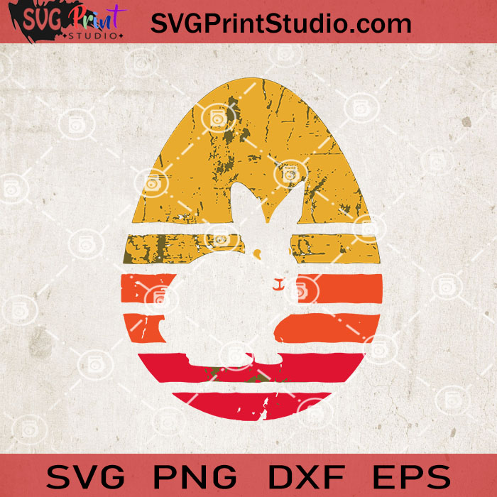 Vintage Retro Easter Bunny Rabbit Egg SVG, Rabbit SVG, Bunny SVG