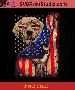 American Flag Golden-Retriever PNG, Happy Fathers Day PNG, Father PNG, Dad PNG Instant Download
