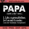 Definition Of Papa Fathers Day SVG, Happy Father's Day SVG, Dad SVG EPS DXF PNG Cricut File Instant Download