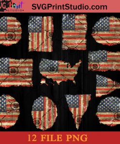 12 Vintage American Flag PNG, 4th Of July PNG, Independence Day PNG Instant Download
