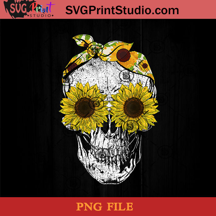 Funny Skull Sunflower Skeleton Bandana Sunflower Skull PNG, Skull PNG ...