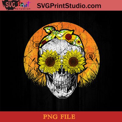 Halloween Skull Sunflower Shirt Moon Skeleton Bandana Skull PNG, Skull ...