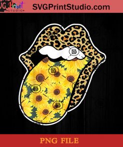 Leopard Lips Sunflower Tongue Sticking Out Flower Graphic PNG, Leopard PNG, Sunflower PNG, Lips PNG Instant Download