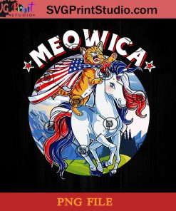 Meowica Cat Unicorn 4th Of July Kids Girls Merica PNG, Veteran PNG, American Flag PNG, Meowica PNG Instant Download